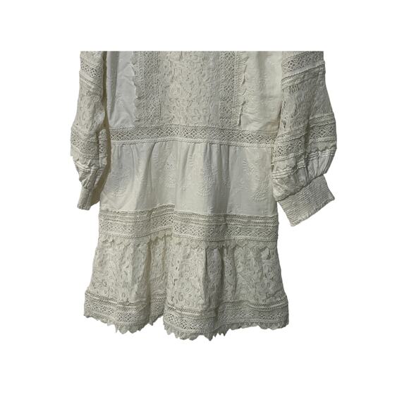 ALICE AND OLIVIA XLARGE CALIN TIERED LACE MINI DRESS OFF WHITE MSRP $495 - Picture 12 of 16